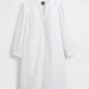 Mini-kjole i poplin med Henley-hals