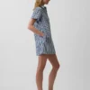 Mini-popoverkjole i denim med striper