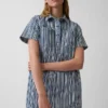 Mini-popoverkjole i denim med striper