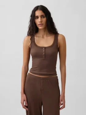 Mini Rib Lace Henley-pyjamas-tanktop