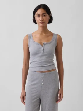 Mini Rib Lace Henley-pyjamas-tanktop