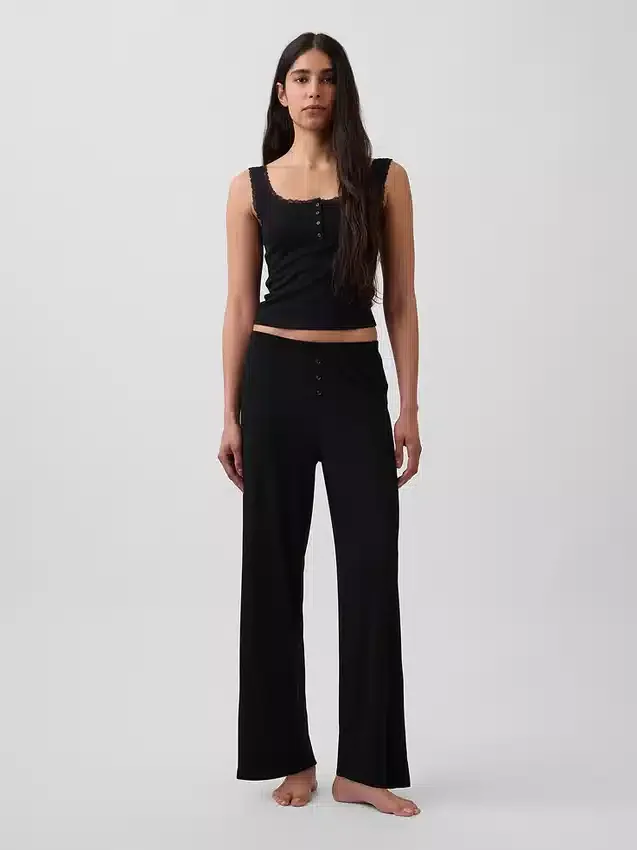 Mini Rib Lace Henley-pyjamas-tanktop