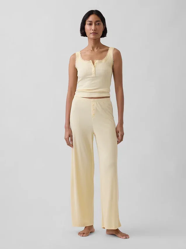 Mini Rib Lace Henley-pyjamas-tanktop