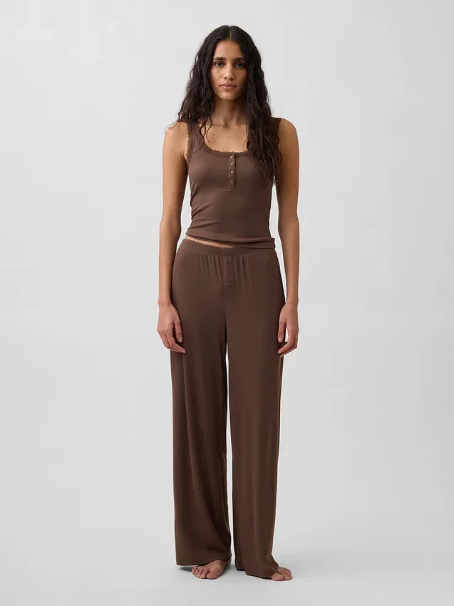 Mini Rib Lace Henley-pyjamas-tanktop