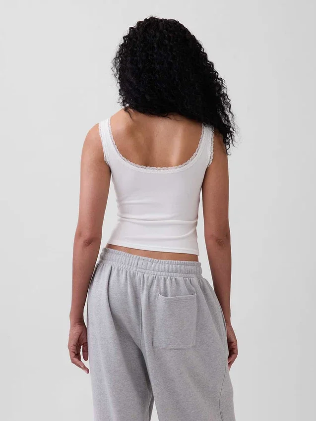 Mini Rib Lace Henley-pyjamas-tanktop