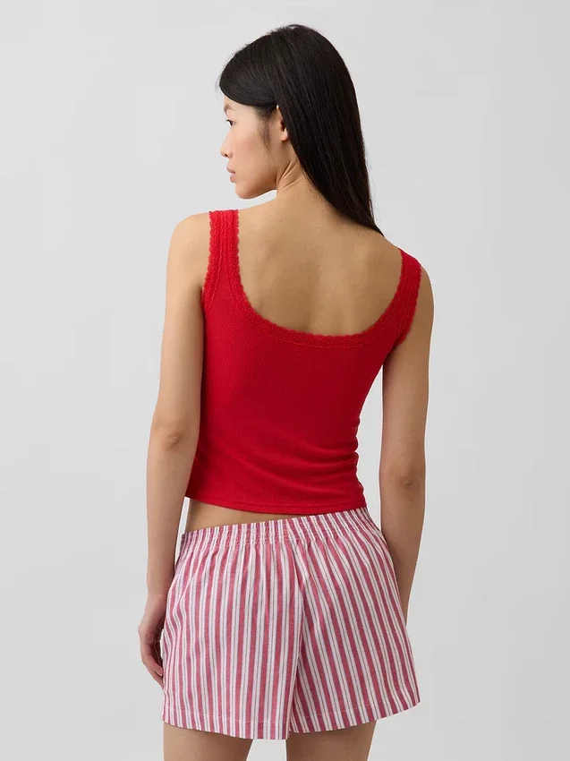 Mini Rib Lace Henley-pyjamas-tanktop