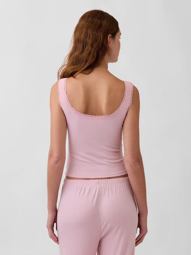 Mini Rib Lace Henley-pyjamas-tanktop