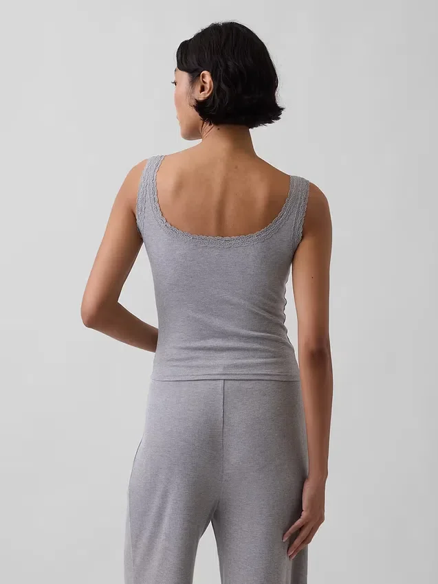Mini Rib Lace Henley-pyjamas-tanktop