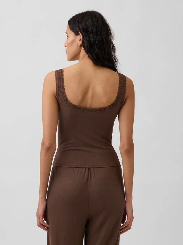 Mini Rib Lace Henley-pyjamas-tanktop