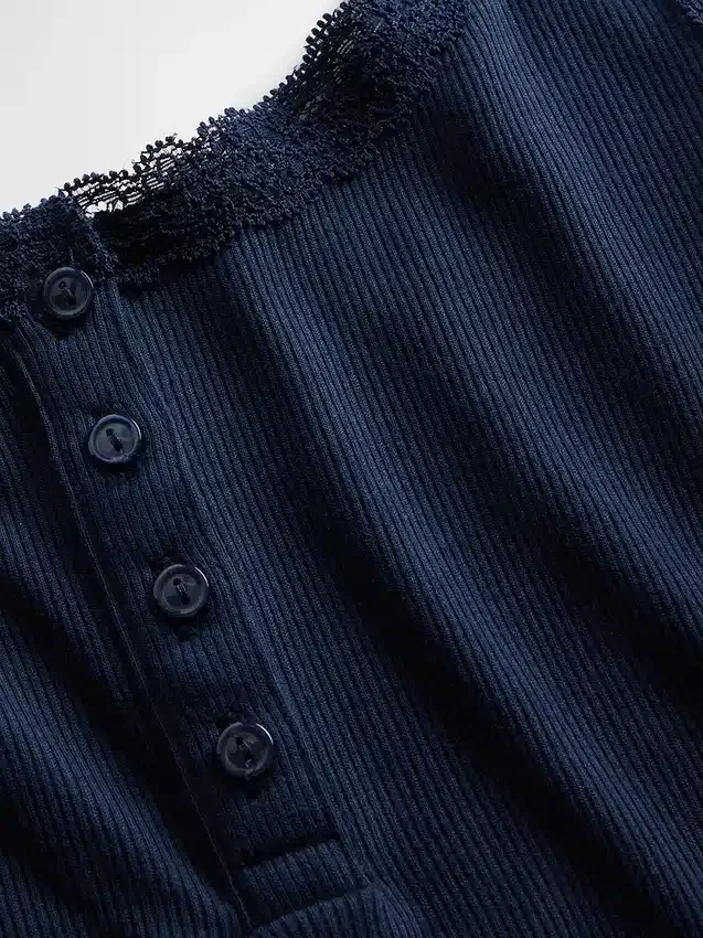 Mini Rib Lace Henley-pyjamas-tanktop