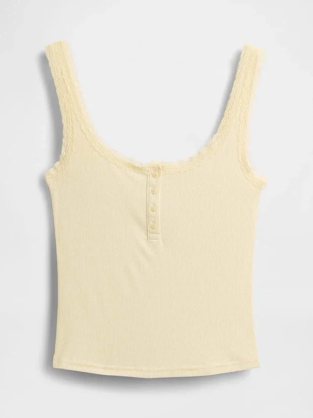 Mini Rib Lace Henley-pyjamas-tanktop