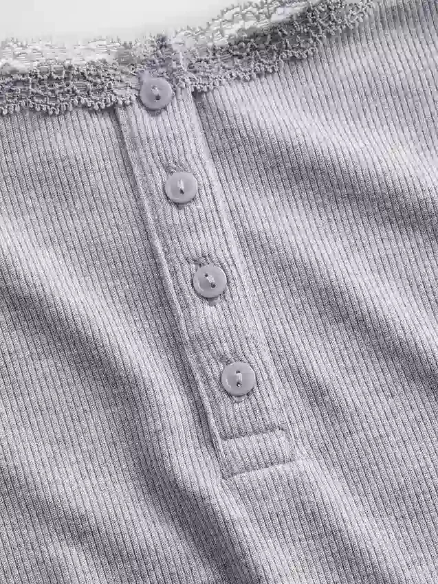 Mini Rib Lace Henley-pyjamas-tanktop