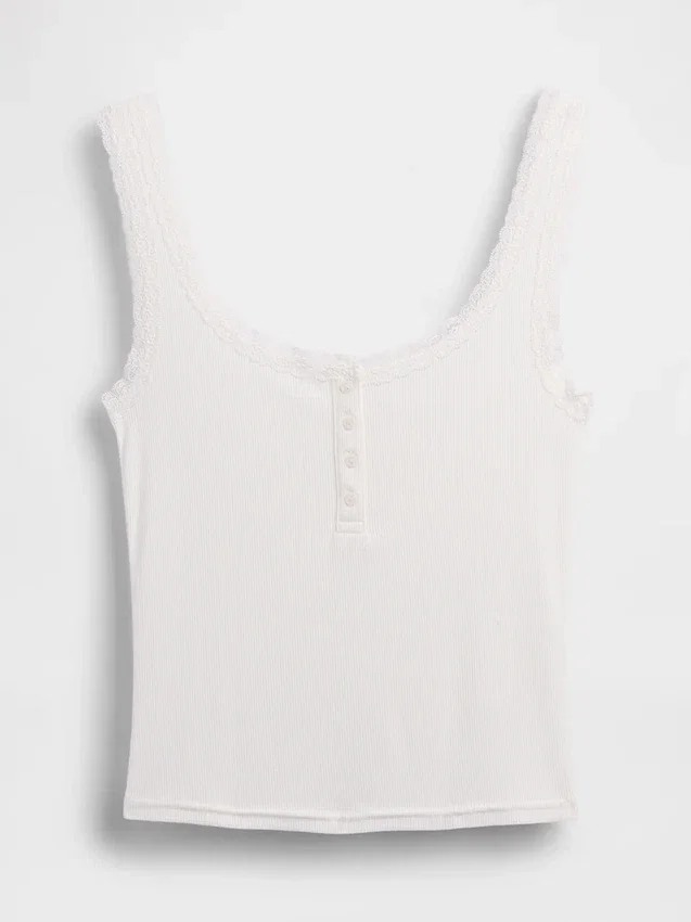 Mini Rib Lace Henley-pyjamas-tanktop