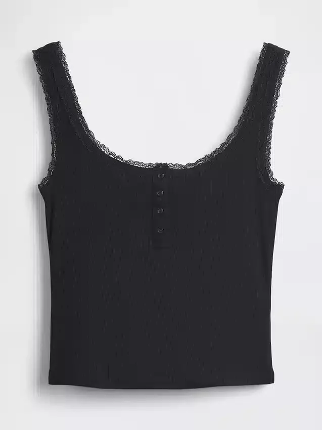 Mini Rib Lace Henley-pyjamas-tanktop