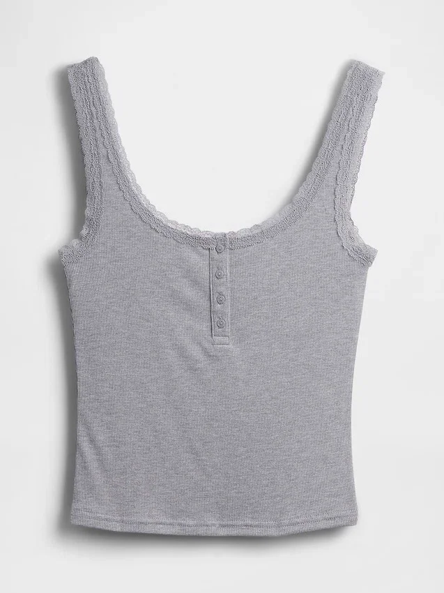 Mini Rib Lace Henley-pyjamas-tanktop
