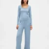 Mini Rib-pyjamasoverdel med blonder