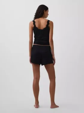 Mini-ribbede, løstsittende pyjamas-Shorts