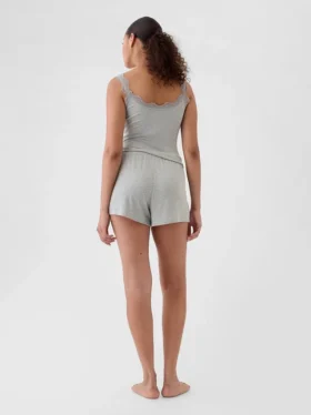 Mini-ribbede, løstsittende pyjamas-Shorts