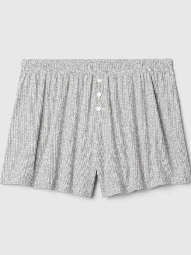 Mini-ribbede, løstsittende pyjamas-Shorts