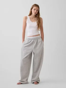 Mini ribbet pyjamas-tanktop med blonderkant