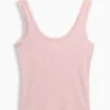 Mini ribbet pyjamas-tanktop med blonderkant