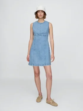 Mini-shiftkjole i denim