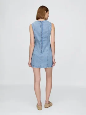 Mini-shiftkjole i denim