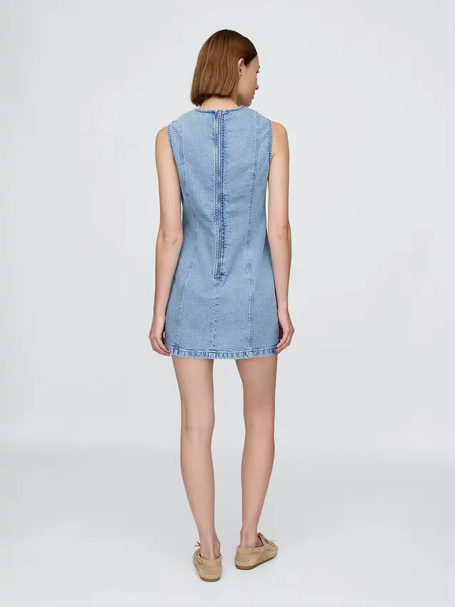 Mini-shiftkjole i denim