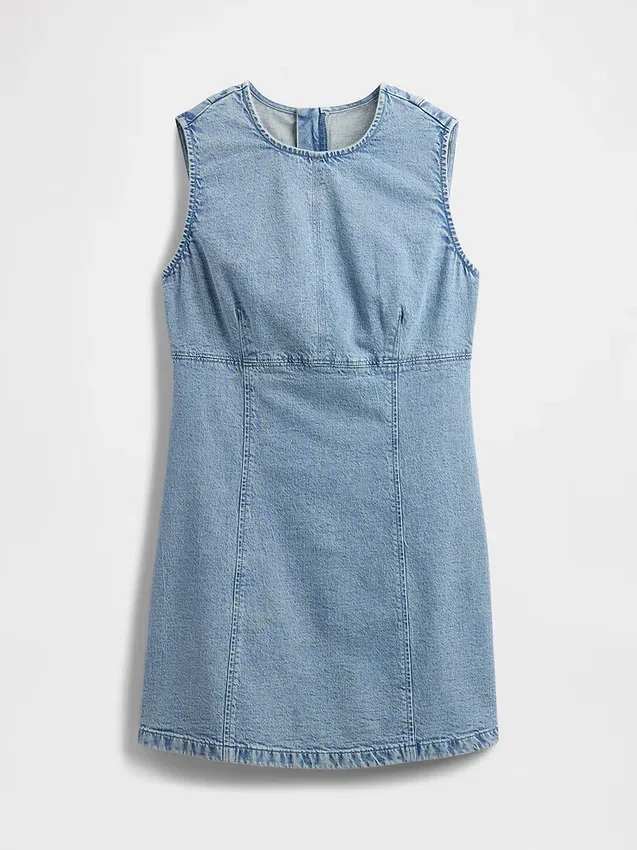 Mini-shiftkjole i denim