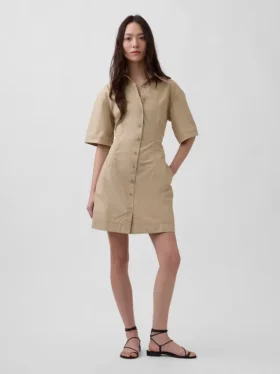 Mini-skjortekjole i poplin