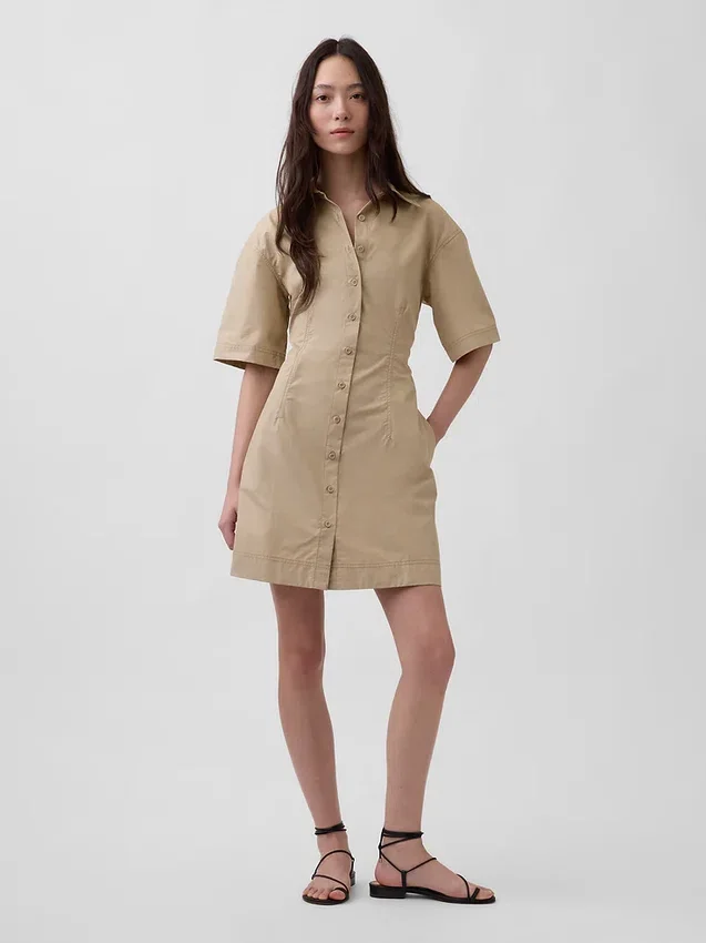 Mini-skjortekjole i poplin