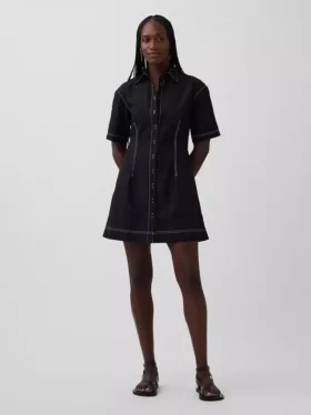 Mini-skjortekjole i poplin