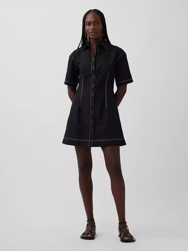 Mini-skjortekjole i poplin
