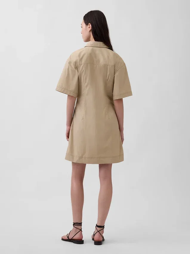 Mini-skjortekjole i poplin