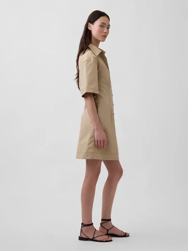 Mini-skjortekjole i poplin