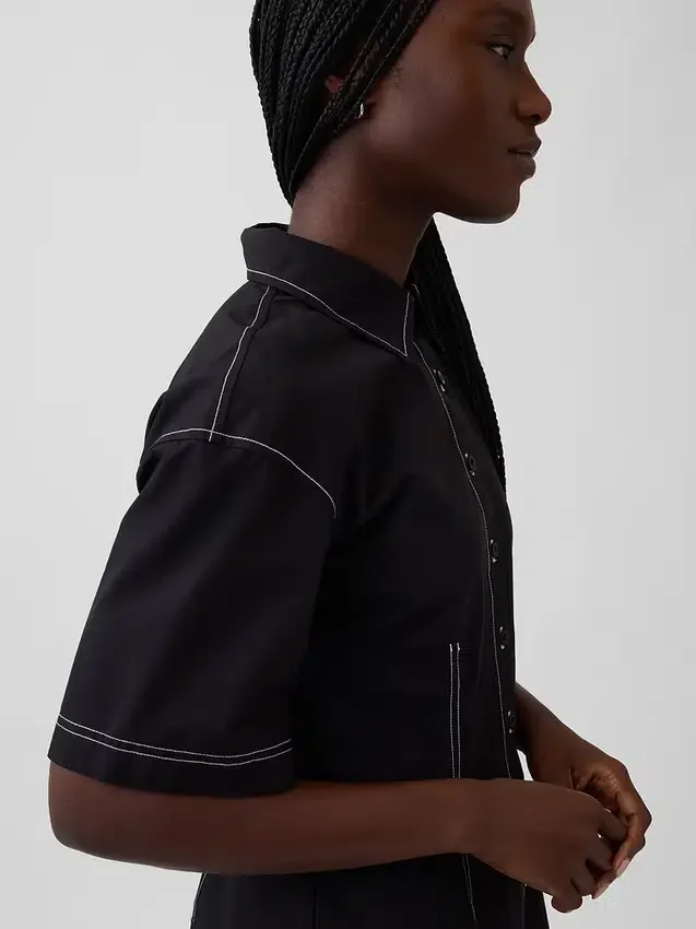 Mini-skjortekjole i poplin