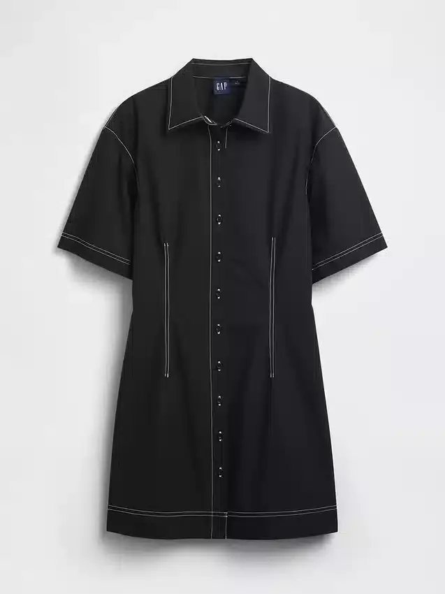 Mini-skjortekjole i poplin