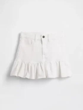 Mini-skjørt i denim med volanger for barn
