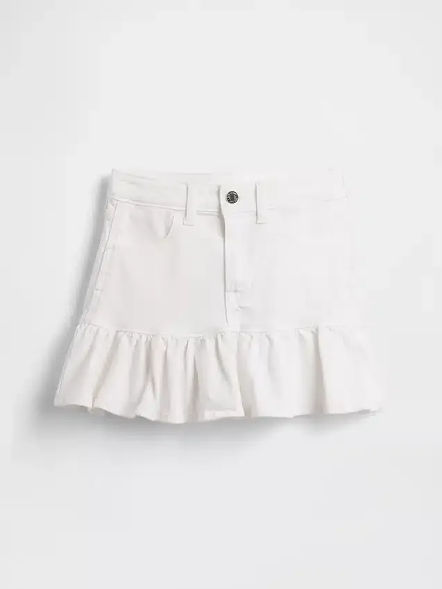Mini-skjørt i denim med volanger for barn