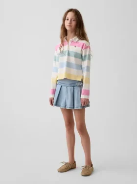 Mini-skjørt i plissert denim for barn