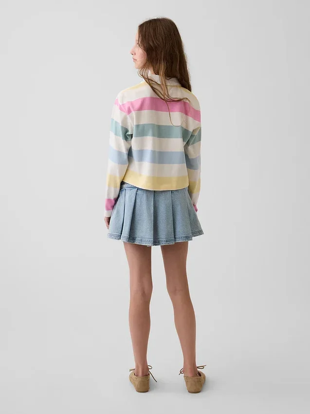Mini-skjørt i plissert denim for barn