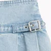 Mini-skjørt i plissert denim for barn