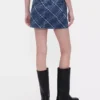 Mini-skjørt i rutete denim