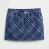 Mini-skjørt i rutete denim