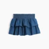 Mini-skort i denim med smocking for barn