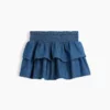 Mini-skort i denim med smocking for barn
