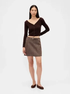 Mini-skort i plissert ullblanding