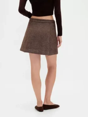 Mini-skort i plissert ullblanding