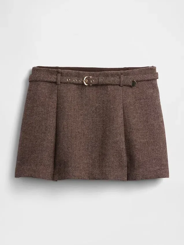 Mini-skort i plissert ullblanding