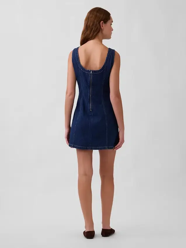 Minikjole i denim med båthals